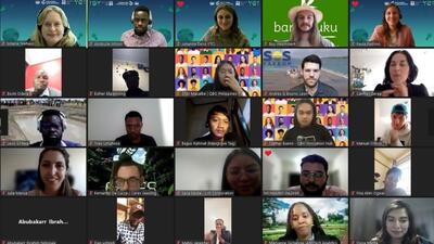 Screenshot of international group of youth on a video call