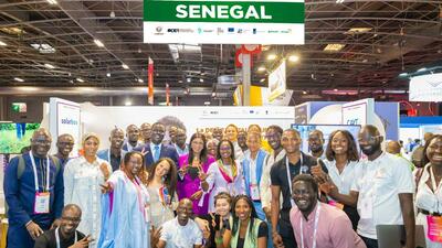 Group of Senegalese entrepreneurs pose at tech show