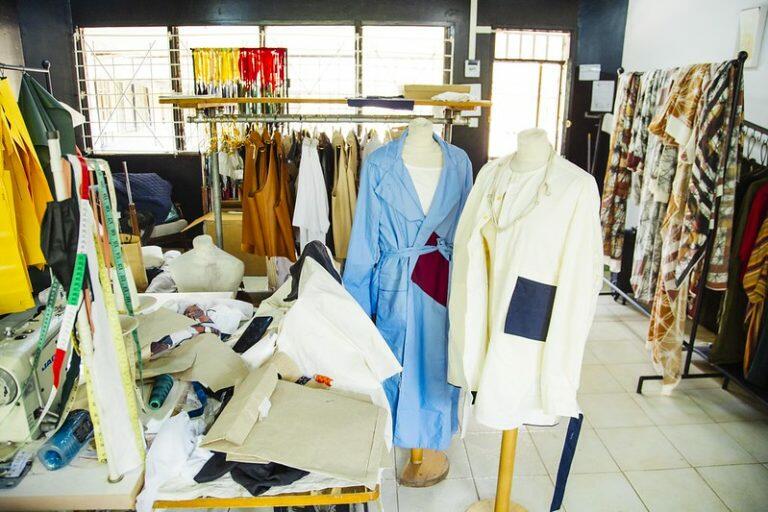 Clothing hanging in Kenya fashion studio