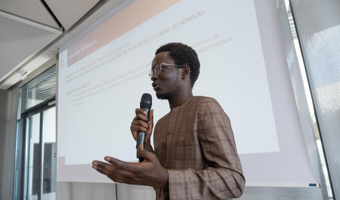 Senegalese tech entrepreneur speaks to microphone