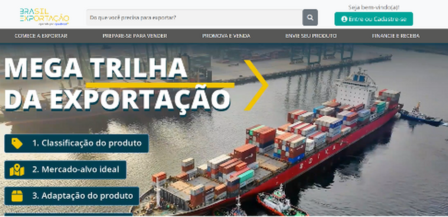Screen shot of the Brazilian platform BRAEXP