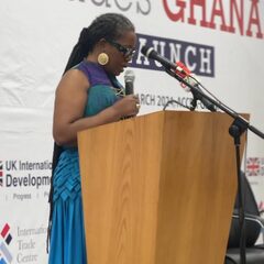 Ghana Export Promotion Authority CEO Afua Asabea Asare speaks at podium